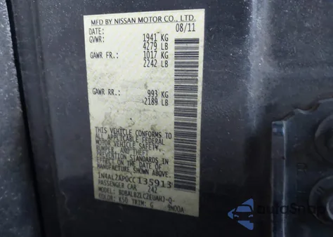 2012 Nissan Altima 2.5 S z USA, uszkodzony, nr VIN 1N4AL2AP0CC135913